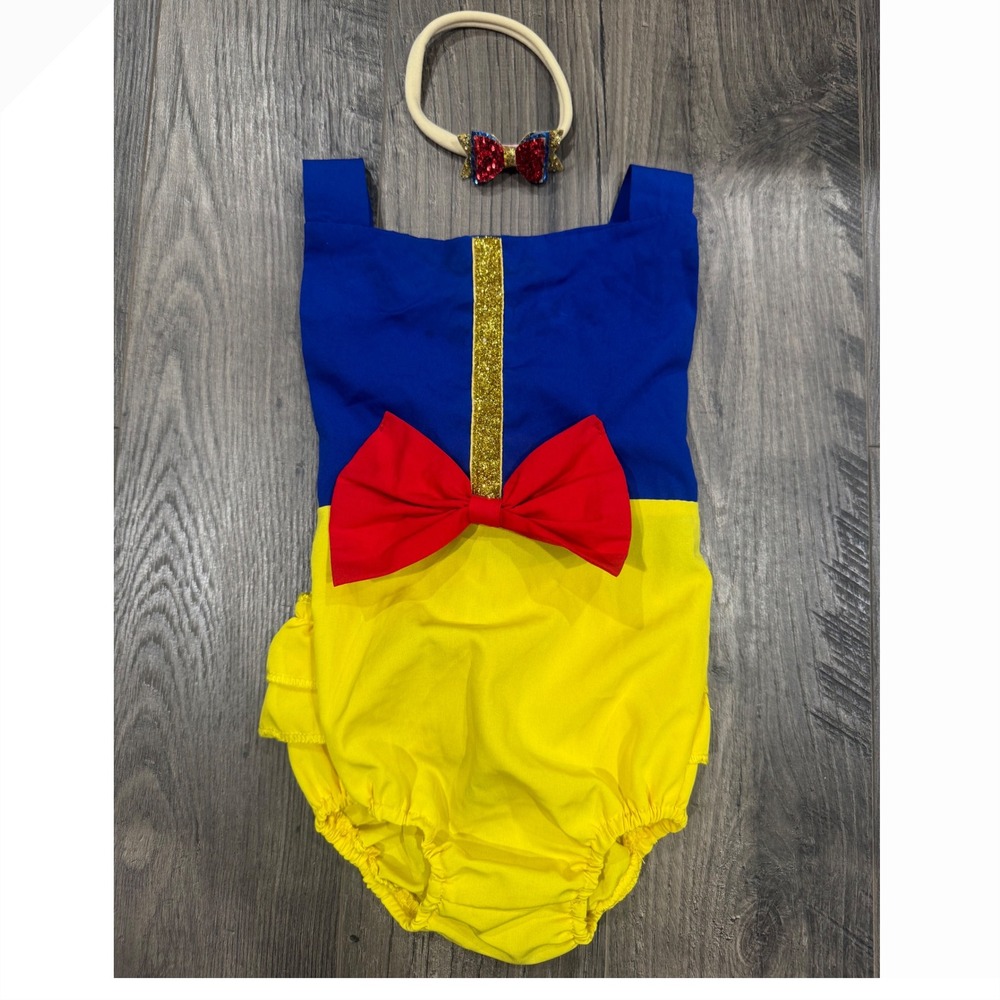 Snow White Inspired Baby Girl Romper with Headband Disney‎ Princess Outfit
